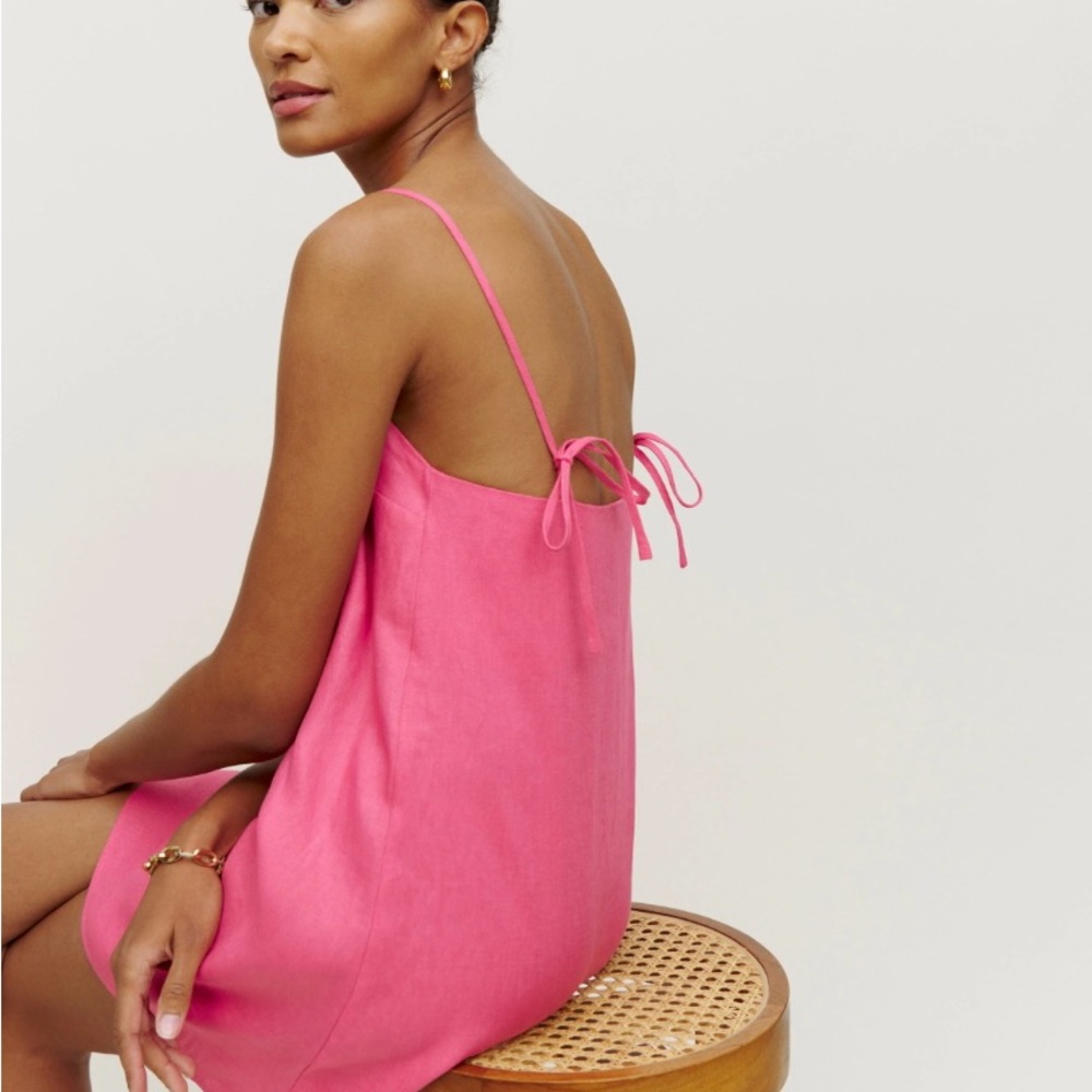 Reformation Pink Aubree Linen Dress